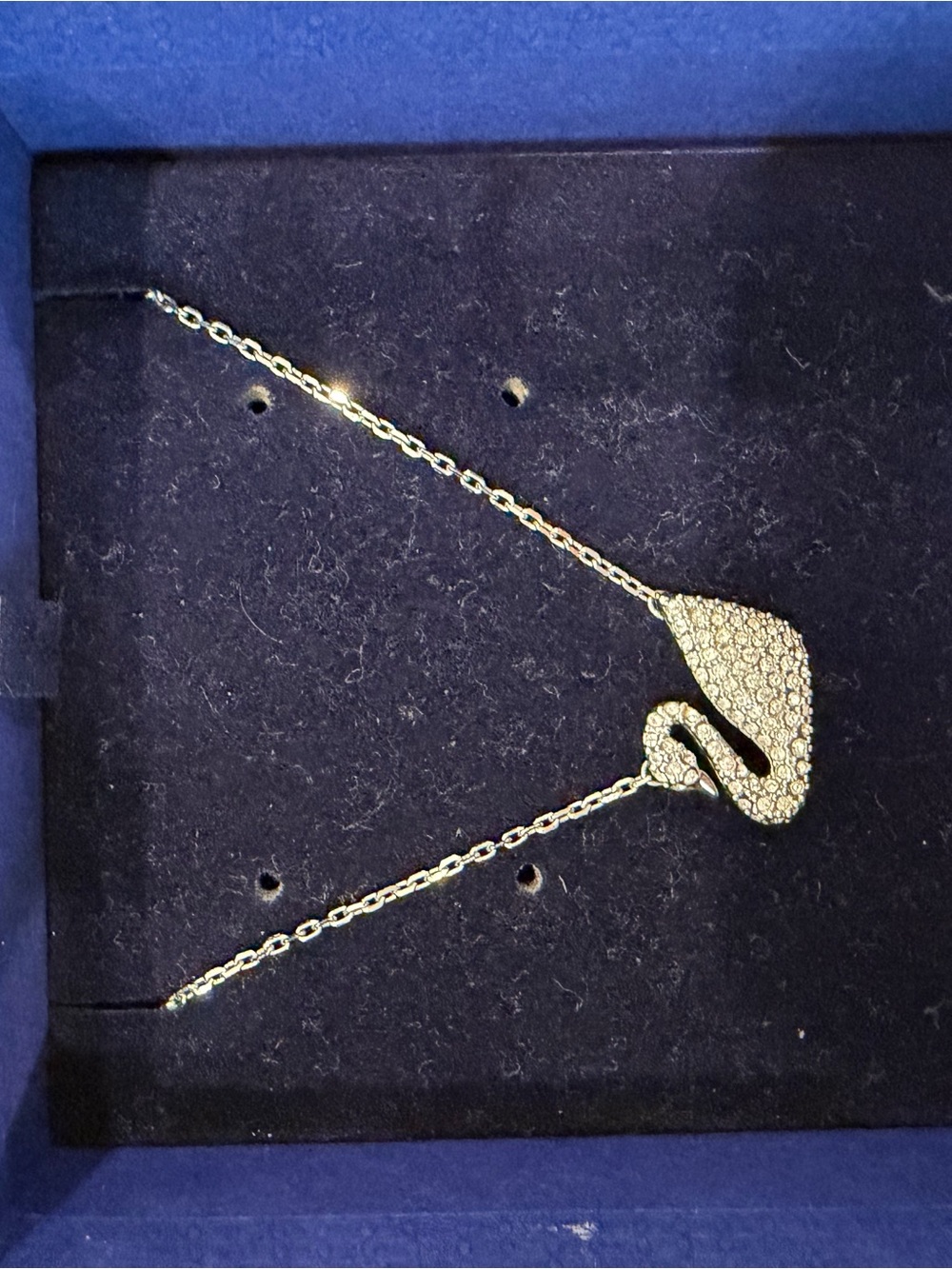 Crystal Swan Pendant Necklace - Gold Tone